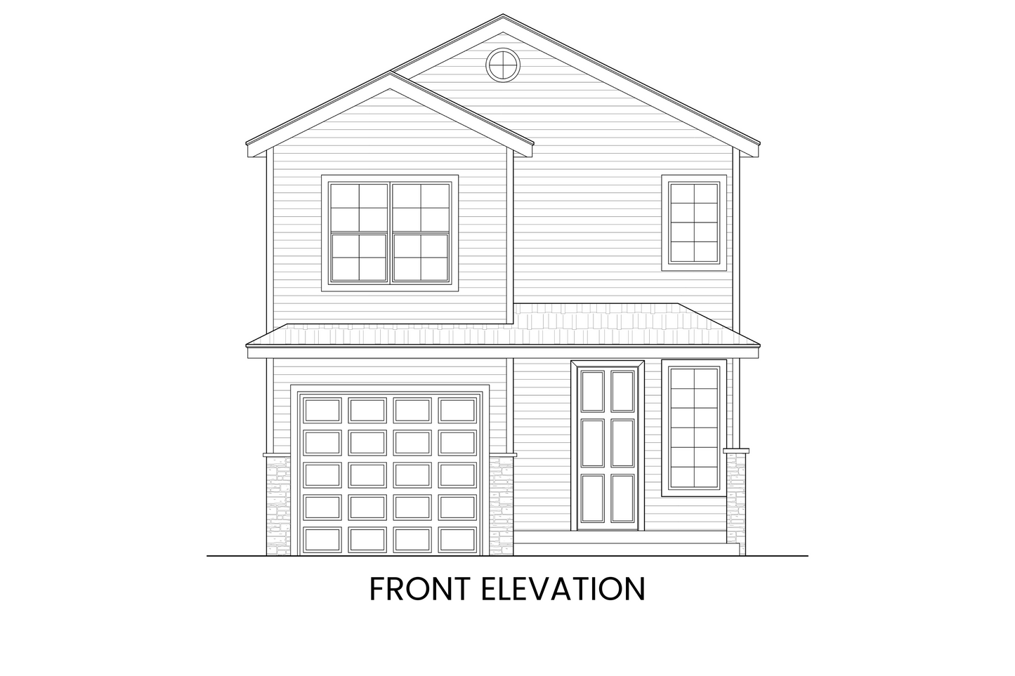 Front elevation of Yellow Birch showcasing a classic traditional facade with a single-car attached garage and front-facing windows.