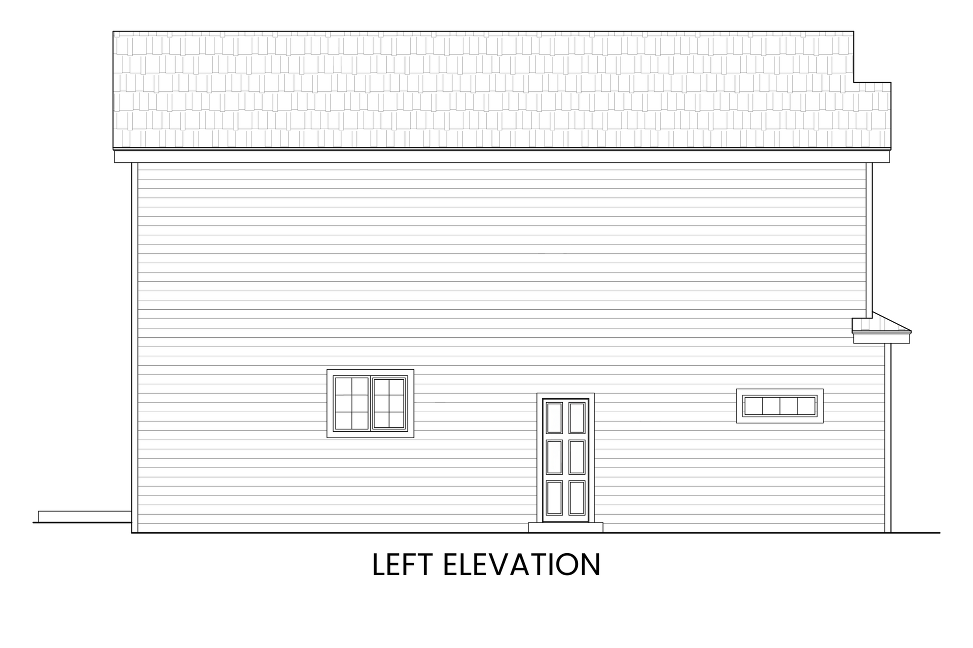 Left side elevation of Yellow Birch, showing the attached garage and side windows for natural light.