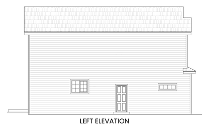 Left side elevation of Yellow Birch, showing the attached garage and side windows for natural light.