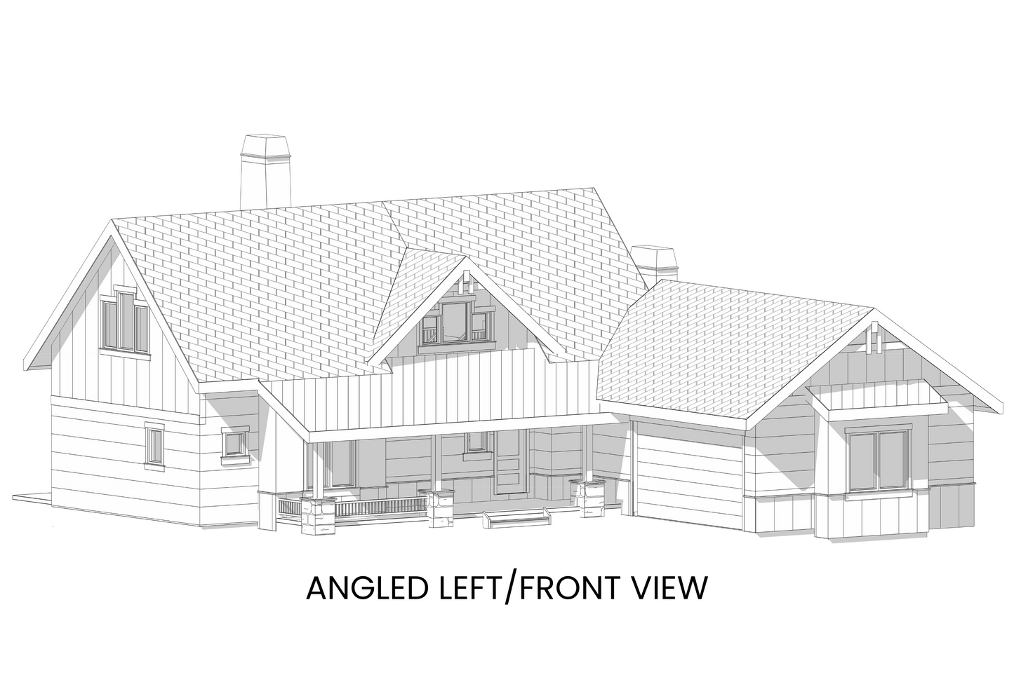 Cabin-Plan-with-Front-Porch-for-Sites-with-a-Rear-View-AngledFrontView-Rocky-Mountain-Plan-Company-Lake-Agnes