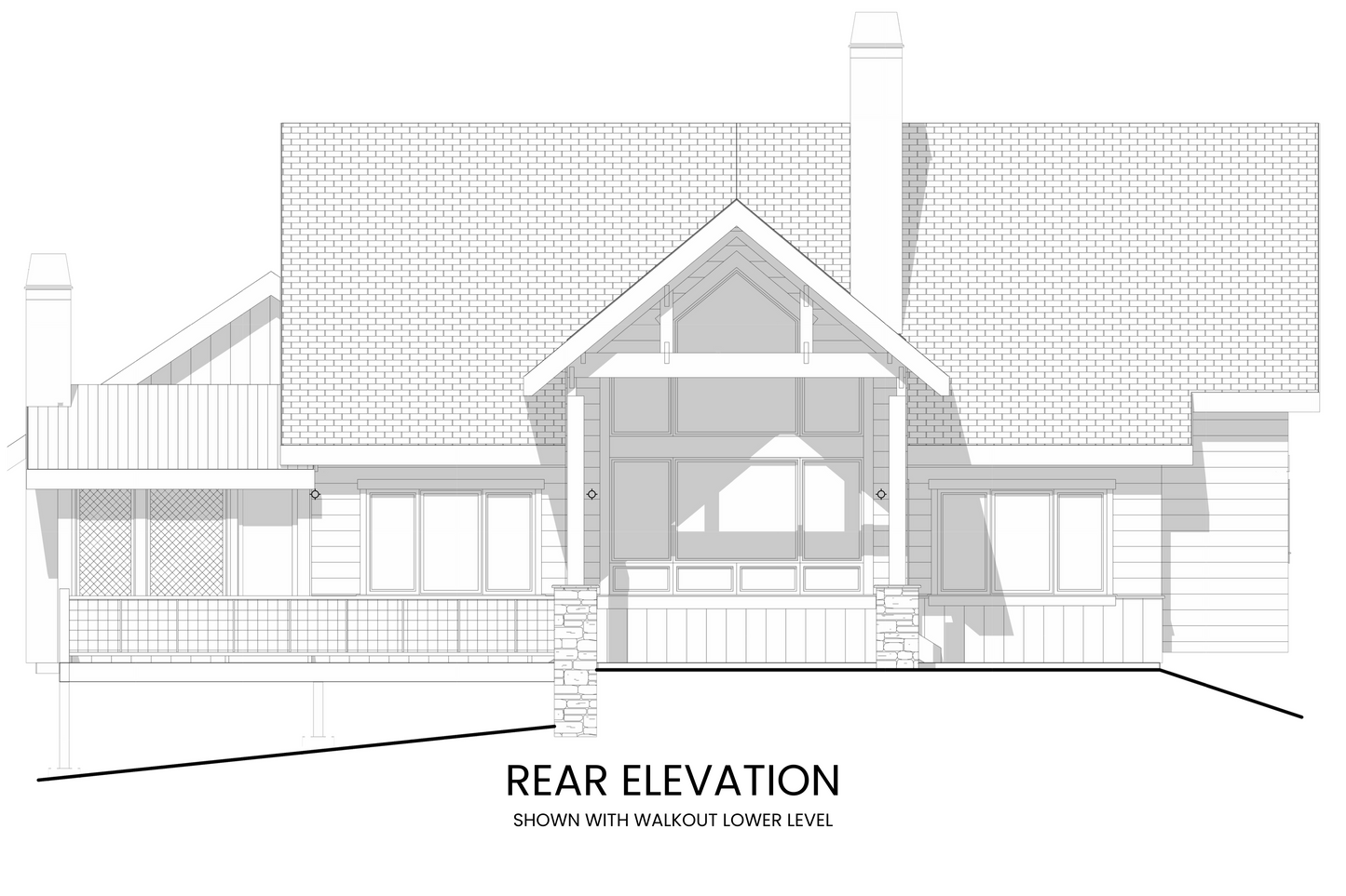 Cabin-Plan-with-Front-Porch-for-Sites-with-a-Rear-View-Rear-Elevation-Rocky-Mountain-Plan-Company-Lake-Agnes