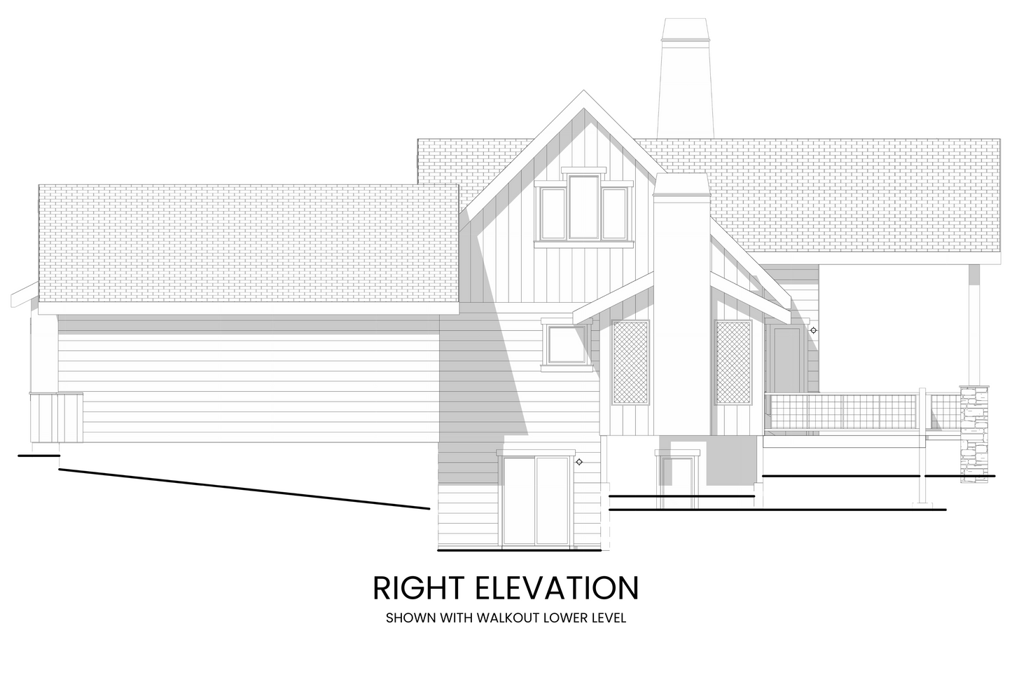 Cabin-Plan-with-Front-Porch-for-Sites-with-a-Rear-View-Right-Elevation-Rocky-Mountain-Plan-Company-Lake-Agnes