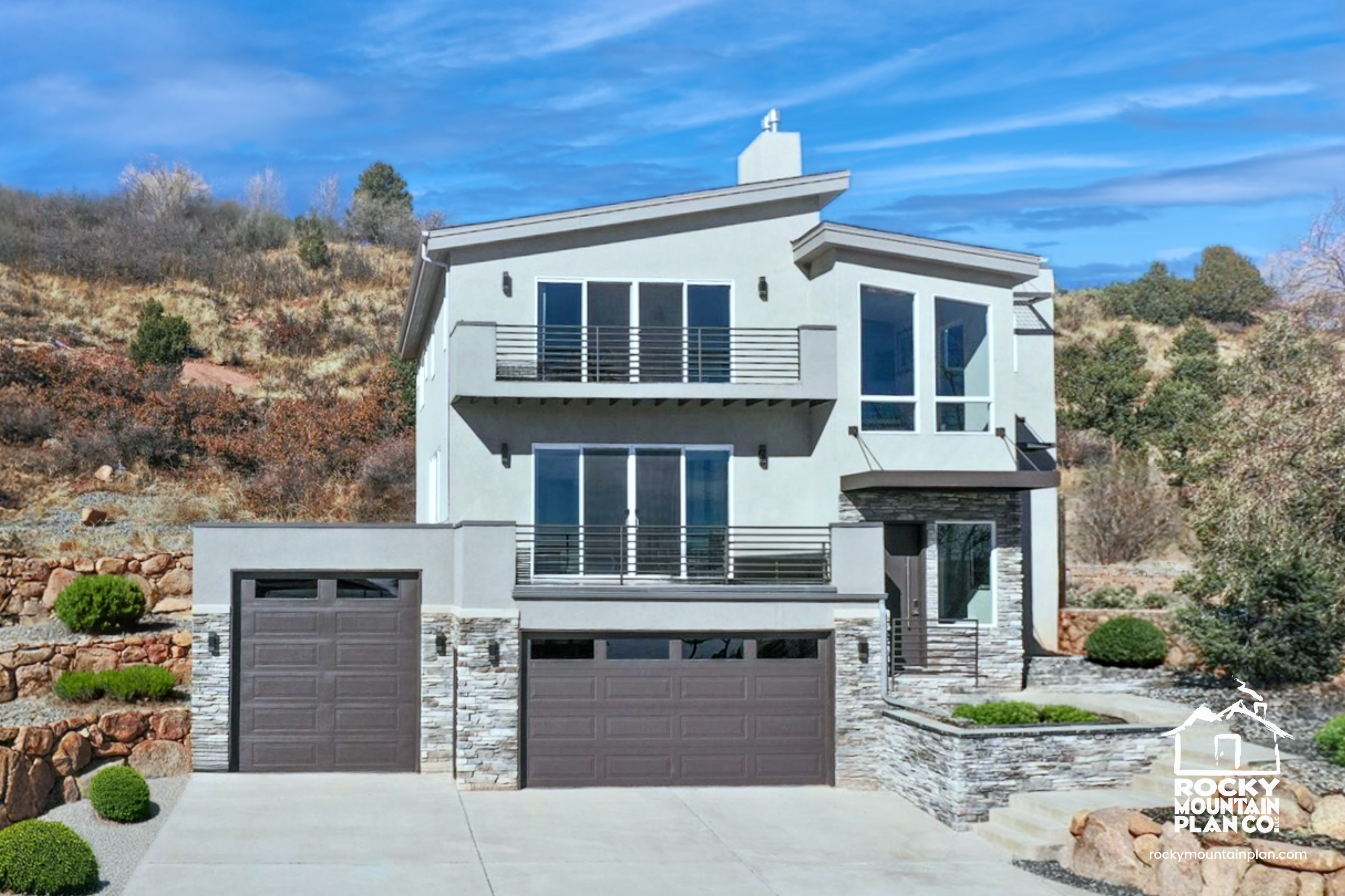 Contemporary-Drive-Under-House-Plan-with-Three-Bedrooms-Exterior-Rocky-Mountain-Plan-Company-Chokecherry