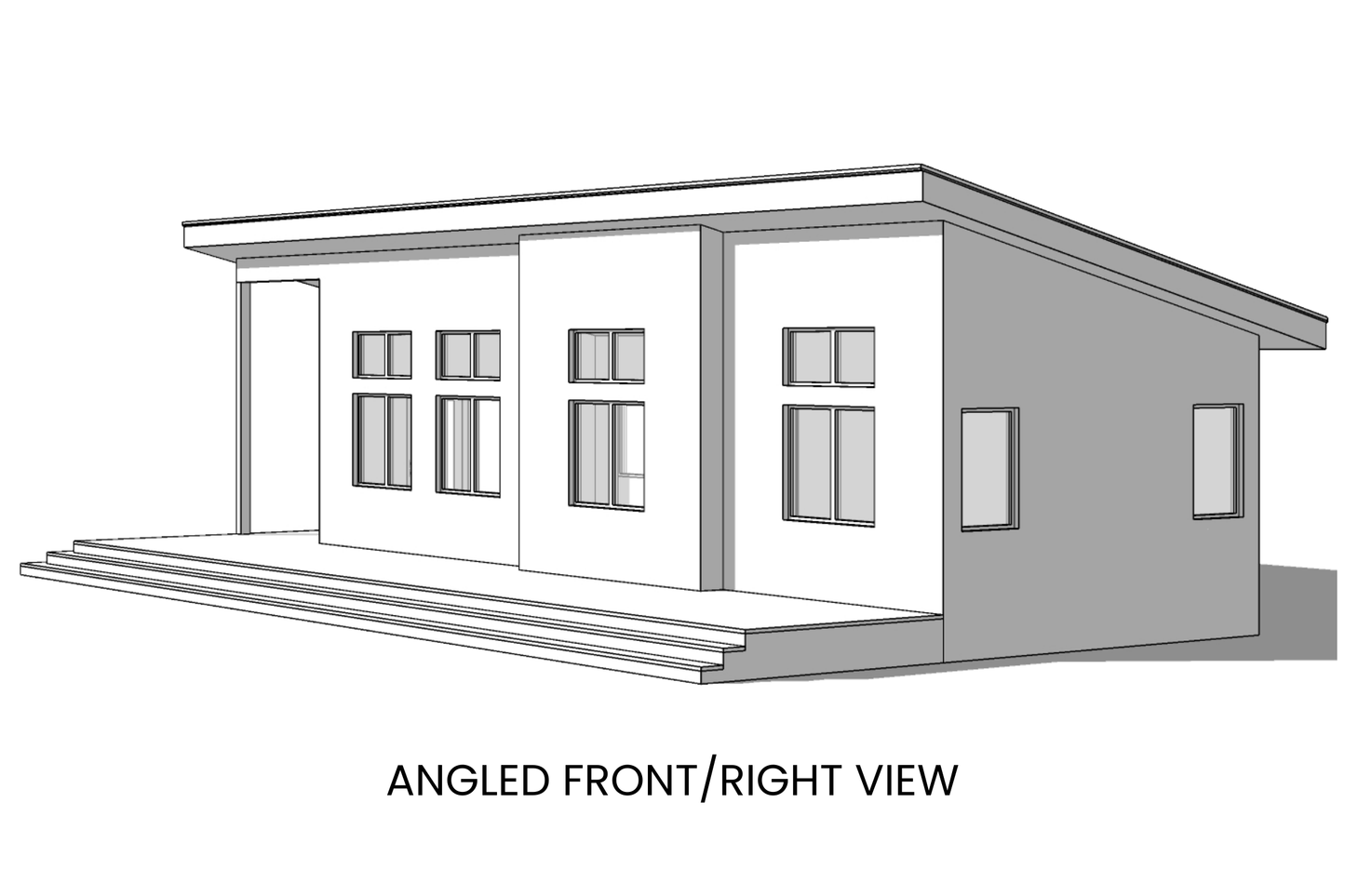 Contemporary-Tiny-Home-Plan-Front-Right-View-Rocky-Mountain-Plan-Company-Snapdragon