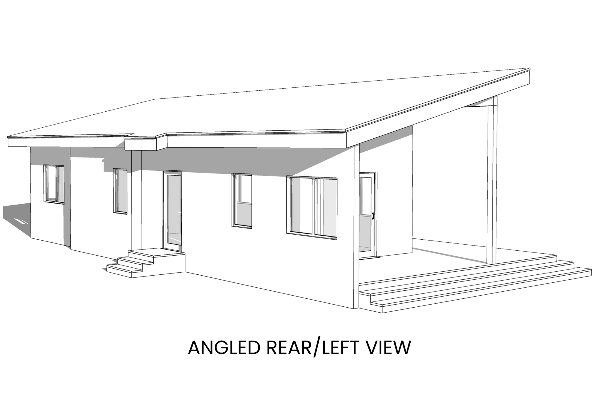 Contemporary-Tiny-Home-Plan-Rear-Left-View-Rocky-Mountain-Plan-Company-Snapdragon