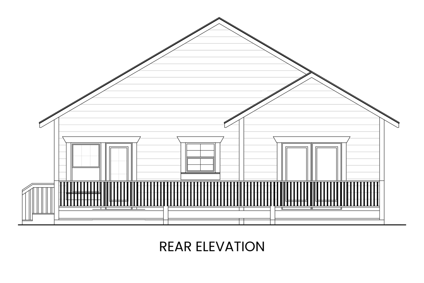 Craftsman-Cabin-Ranch-Plan-with-Three-Bedrooms-Rear-Elevation-Imogene-Lake