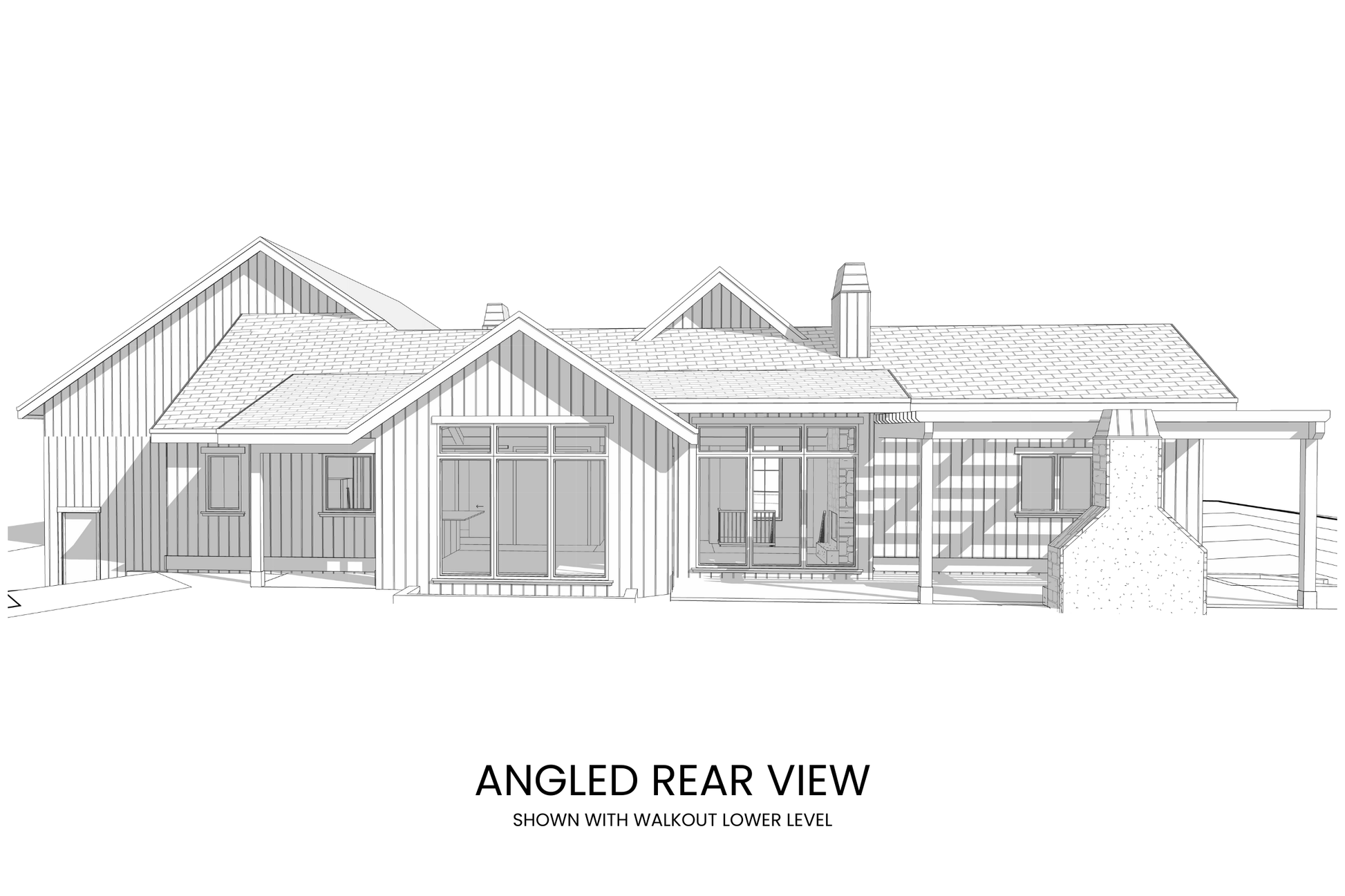 Luxurious-Modern-Farmhouse-Plan-with-RV-Garage-Rear-View-Rocky-Mountain-Plan-Company-Prickly-Rose