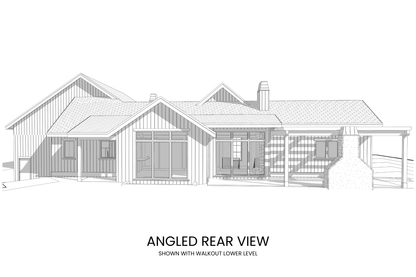 Luxurious-Modern-Farmhouse-Plan-with-RV-Garage-Rear-View-Rocky-Mountain-Plan-Company-Prickly-Rose