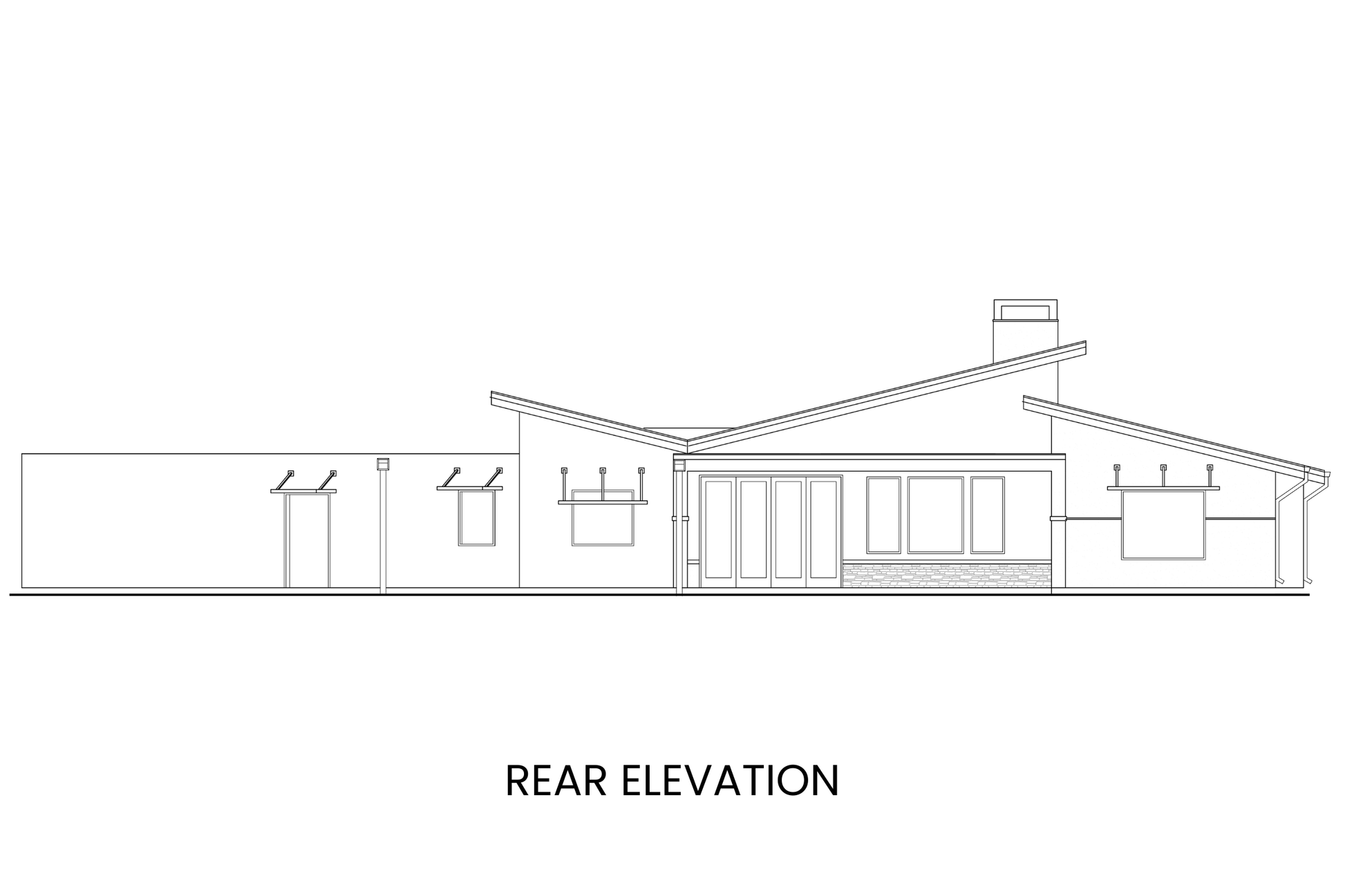 Mid-Century-Modern-Ranch-House-Plan-Rear-Elevation-Rocky-Mountain-Plan-Company-Sunflower