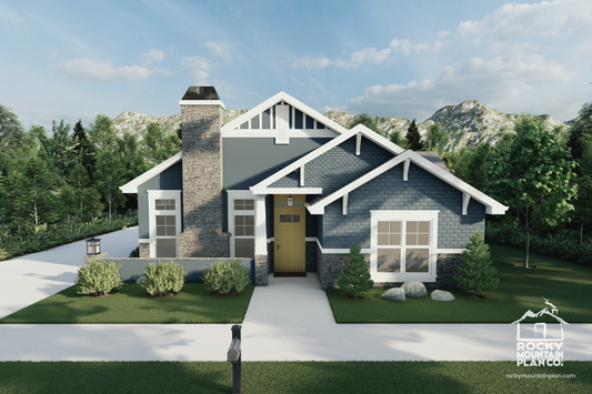 Modern-Craftsman-Ranch-Plan-Exterior-Rocky-Mountain-Plan-Company-Sequoia