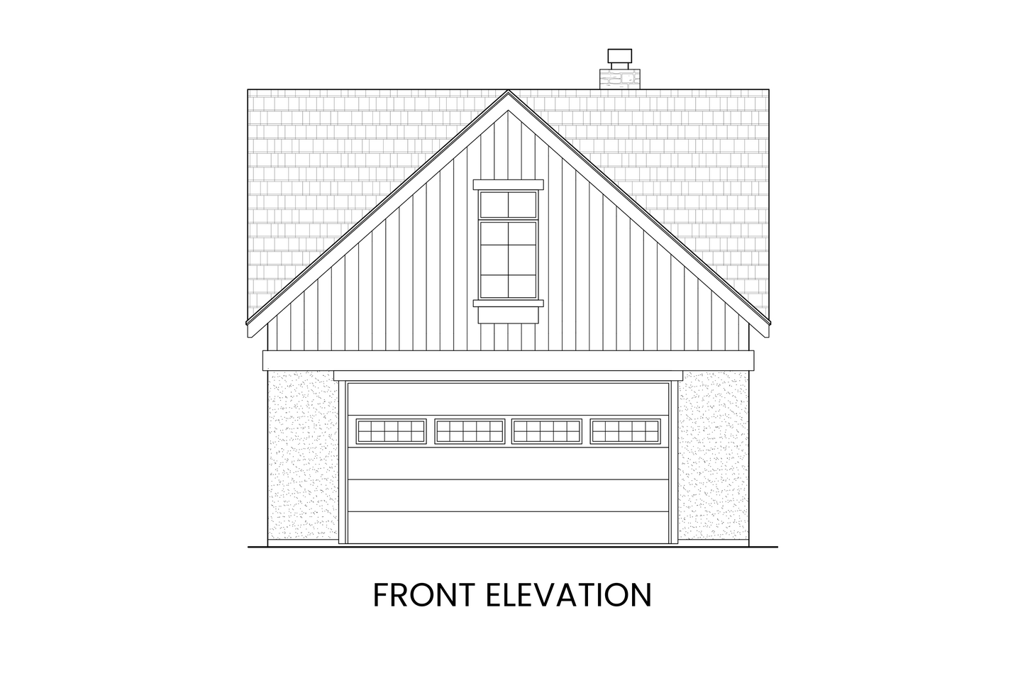 Front elevation of a Modern Farmhouse carriage house featuring a two-car garage and charming cross gable roof design.