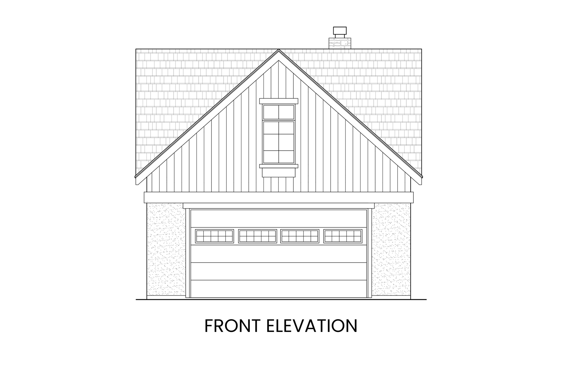 Front elevation of a Modern Farmhouse carriage house featuring a two-car garage and charming cross gable roof design.