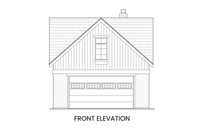 Front elevation of a Modern Farmhouse carriage house featuring a two-car garage and charming cross gable roof design.