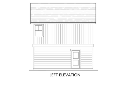 Left side elevation of the Bluebird carriage house featuring separate studio entry.