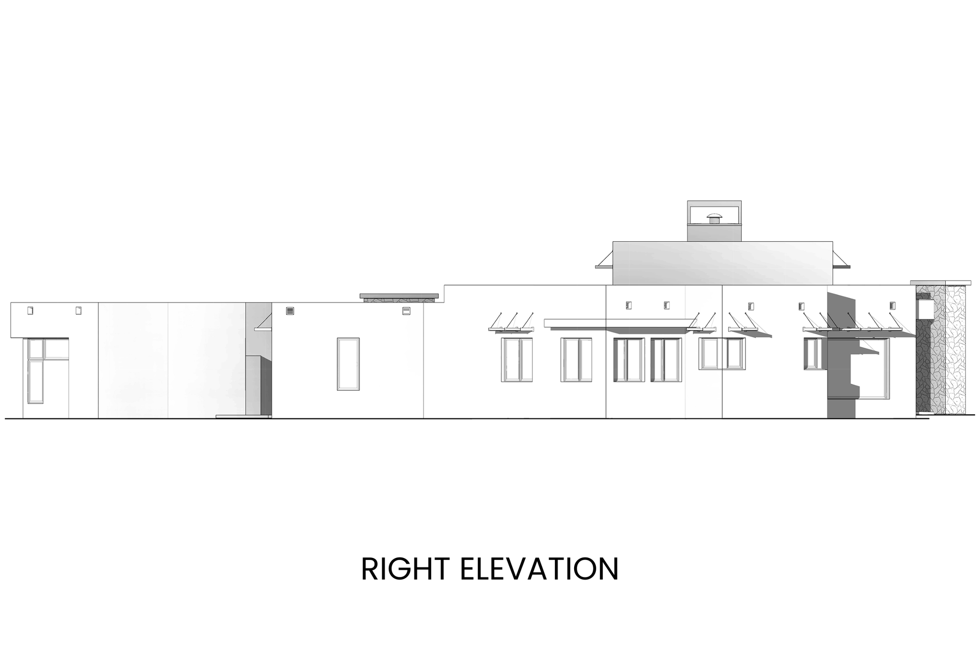Modern-Minimalist-Ranch-Plan-for-Wide-Sites-Right-Elevation-Rocky-Mountain-Plan-Company-Crescent-Lake