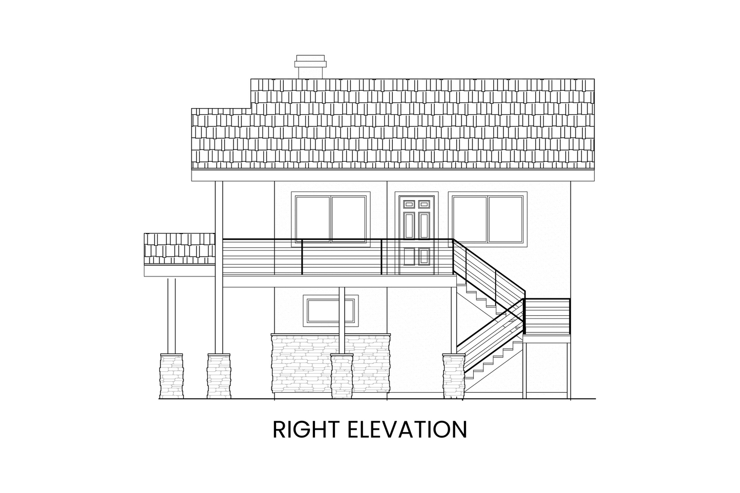 Stairs leading to the upper-level living space, alongside the interior spiral staircase option.