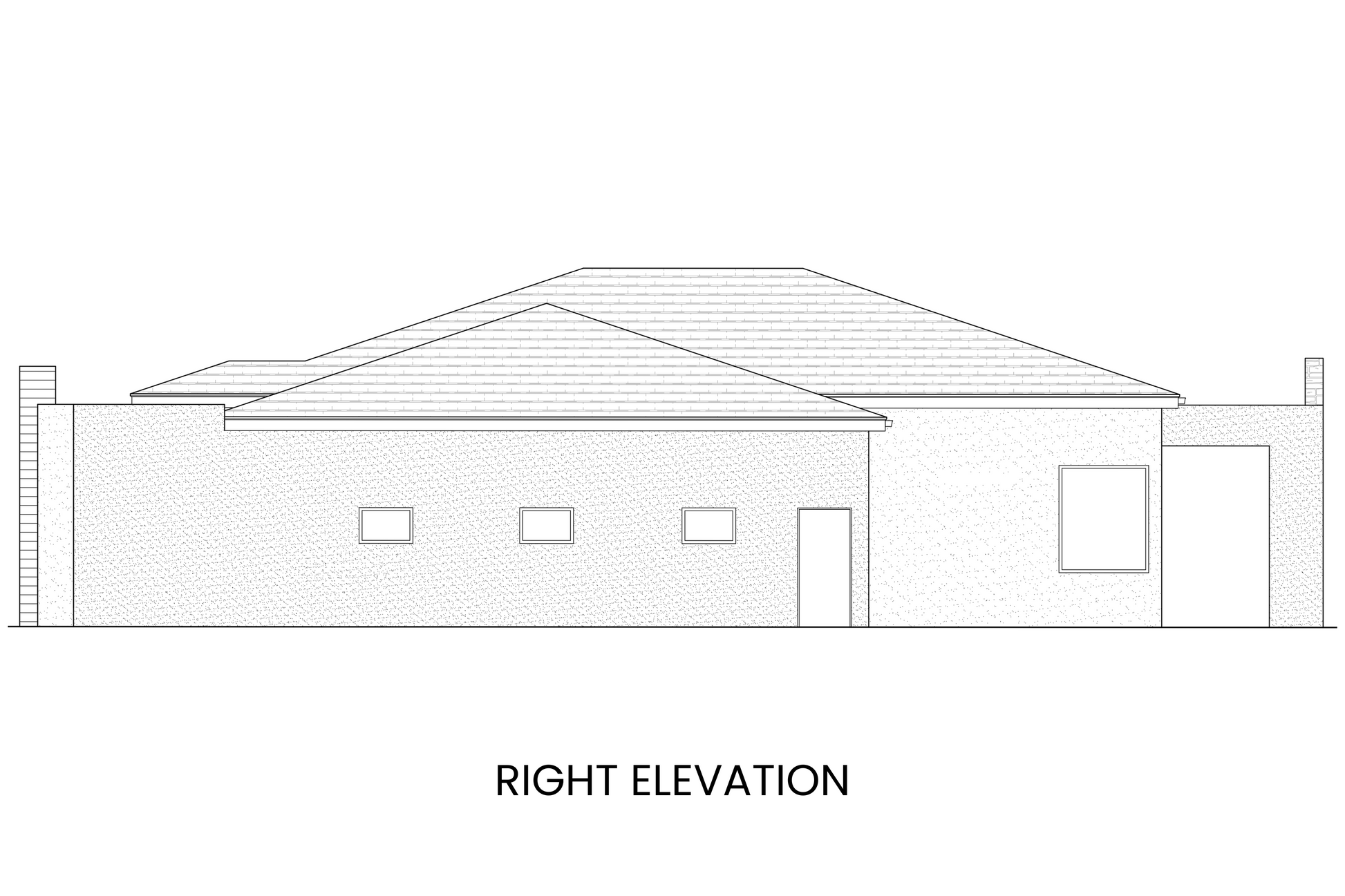 Modern Prairie Ranch Home Plan Right Elevation View Rocky Mountain Plan Company Cypress
