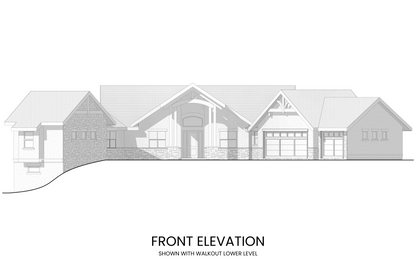 Elegant front view showcasing the home’s grand timber trusses and rustic-modern appeal.