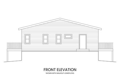 Front elevation of Blue Vervain showcasing the rustic cabin-style exterior with charming architectural details.