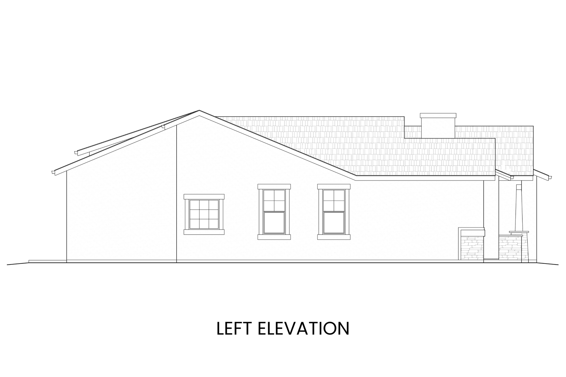 Right side elevation of Annette Lake showing the layout of windows and detailing along the single-level facade.