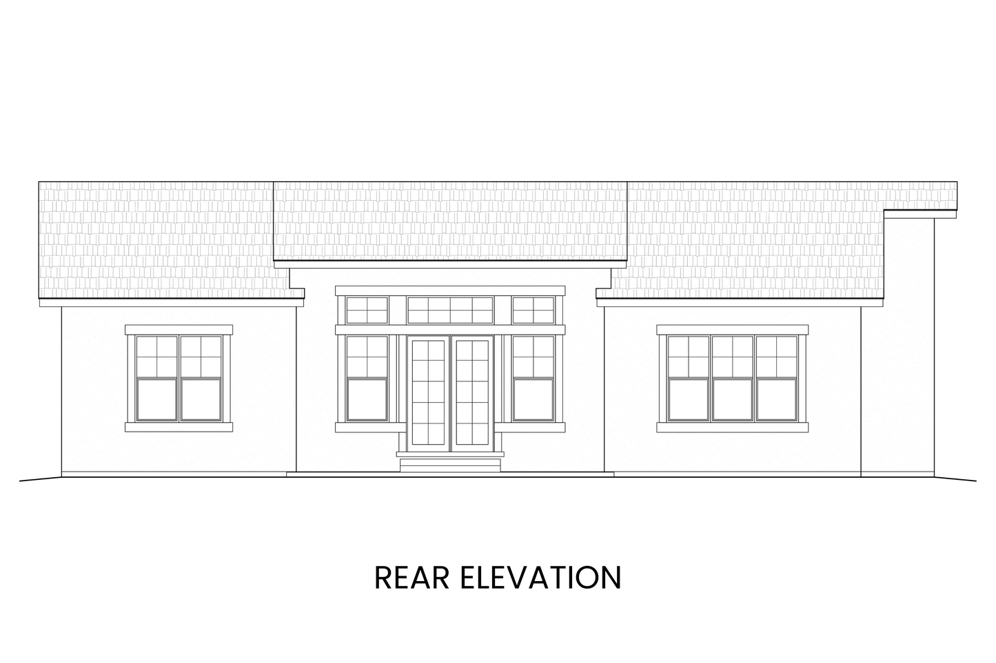 Rear elevation of Annette Lake, highlighting the rear patio and expansive windows designed for natural light.