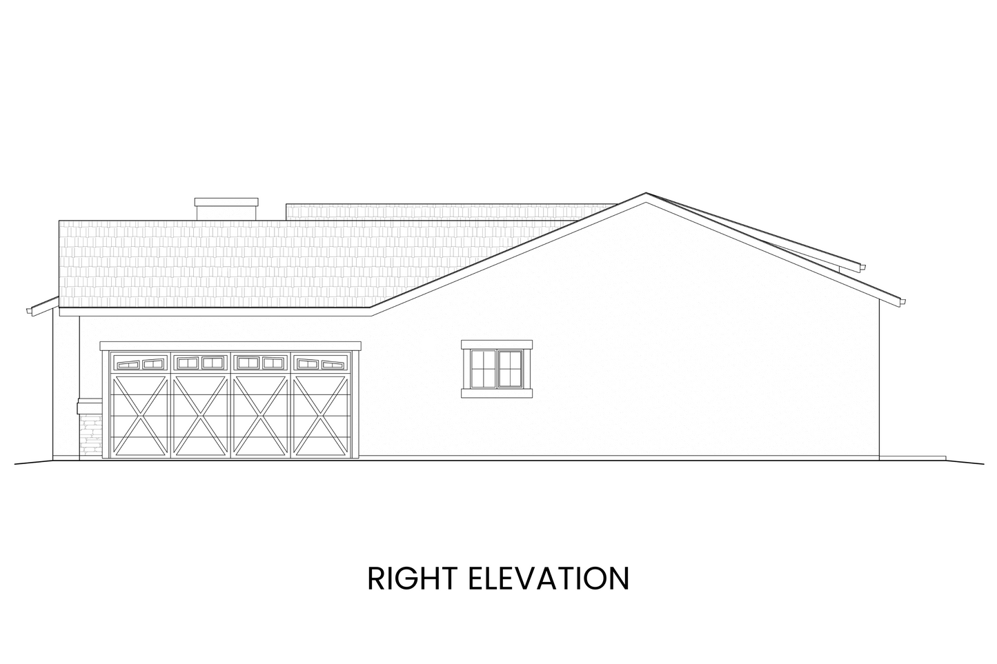 Right side elevation of Annette Lake displaying the two-car garage and Craftsman-style roofline.