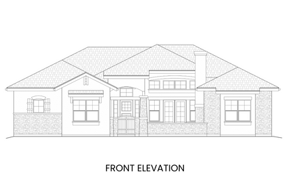 Front elevation of Waterton Lake showcasing the gated courtyard entrance and classic European lodge design.