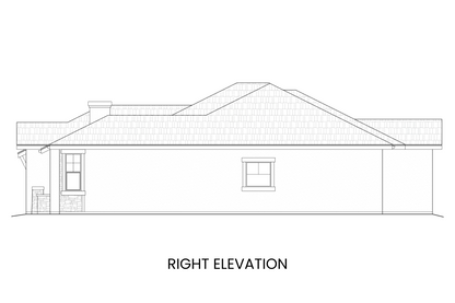 Right side elevation of Waterton Lake showing the profile of the vaulted roofline and additional windows for natural light.