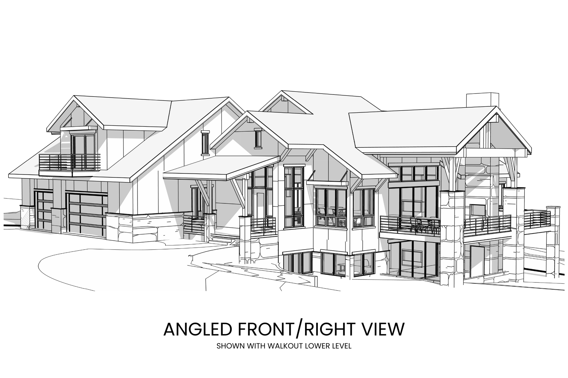 Ultimate-Vacation-Lodge-Plan-with-Guest-Suites-Front-Right-View-Rocky-Mountain-Plan-Company-Meadow-Creek